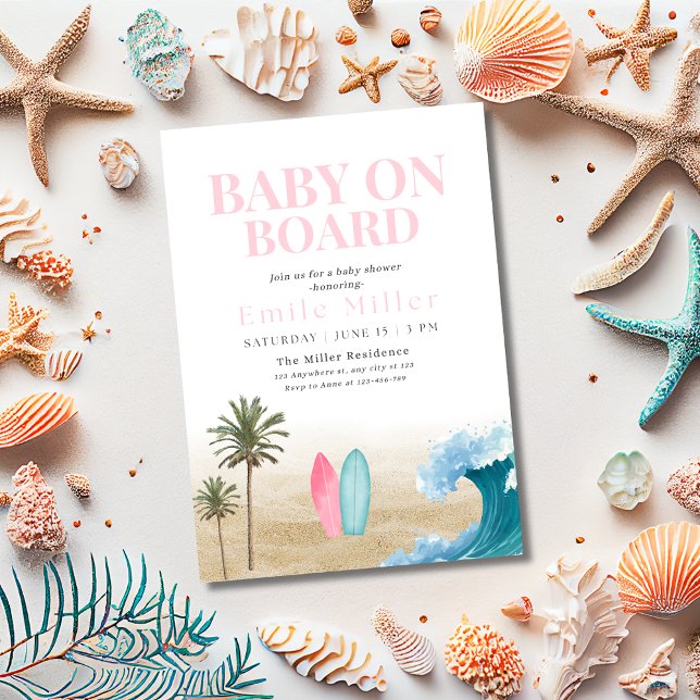 Baby On Board Baby Shower, Surf Beach Baby Shower Invitation (Creator Uploaded)