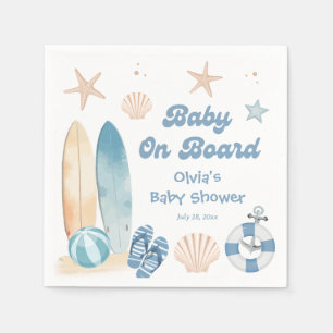 Baby on Board Baby Shower Surfboard Beach Napkins