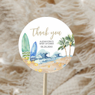 Baby on Board Beach Baby Shower Classic Round Sticker