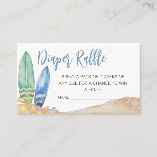 Baby on Board Beach Baby Shower Diaper Raffle Enclosure Card