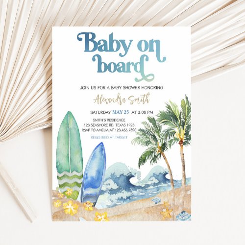 Baby on Board Beach Baby Shower Invitation