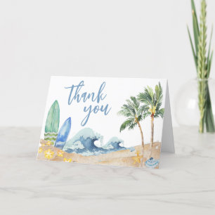 Baby on Board Beach Baby Shower Letterpress Thank You Card