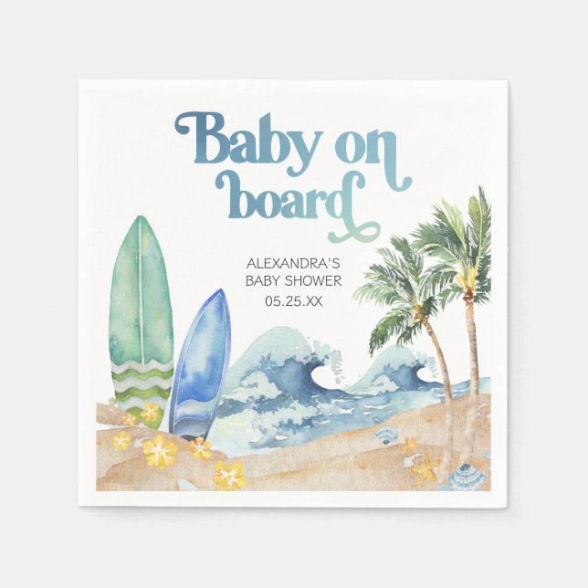 Baby on Board Beach Baby Shower Napkins (Front)