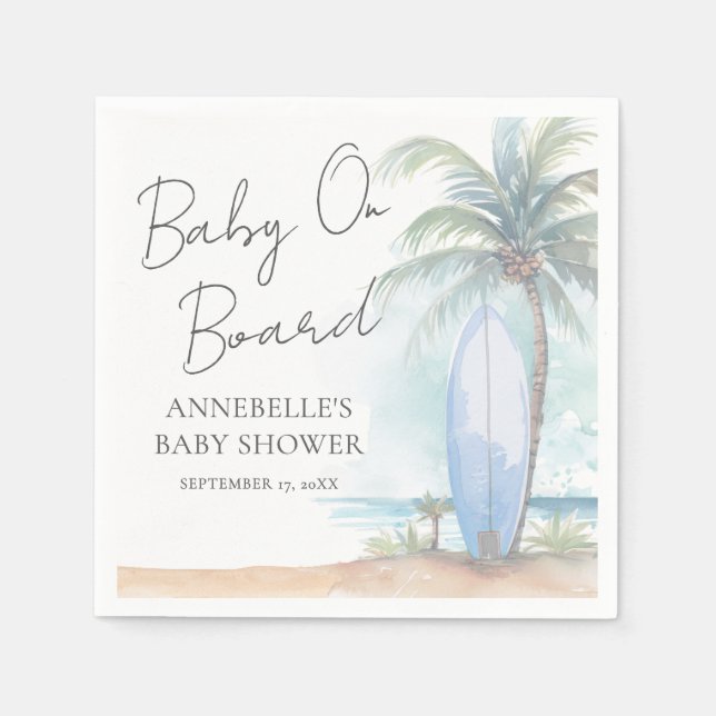 Baby On Board Beach Baby Shower Napkins (Front)