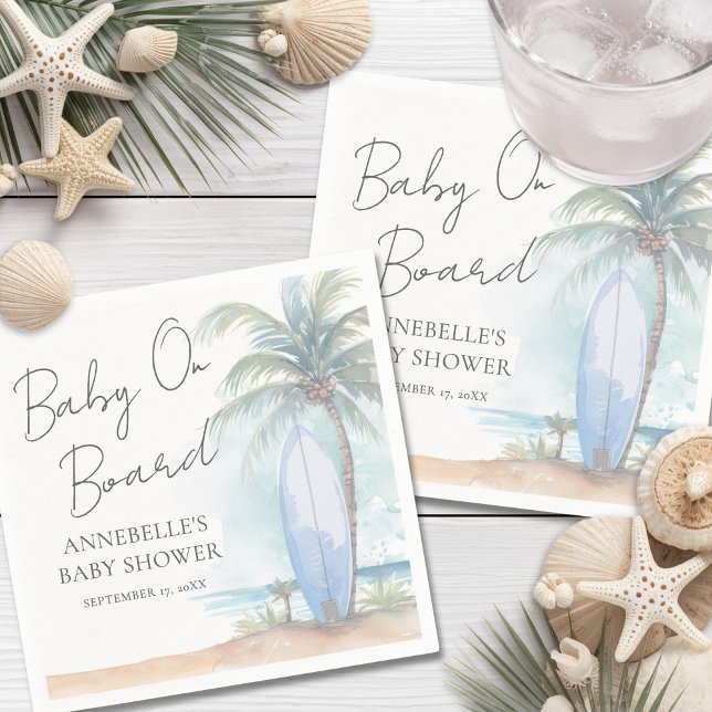 Baby On Board Beach Baby Shower Napkins (Baby On Board Beach Baby Shower Napkins)