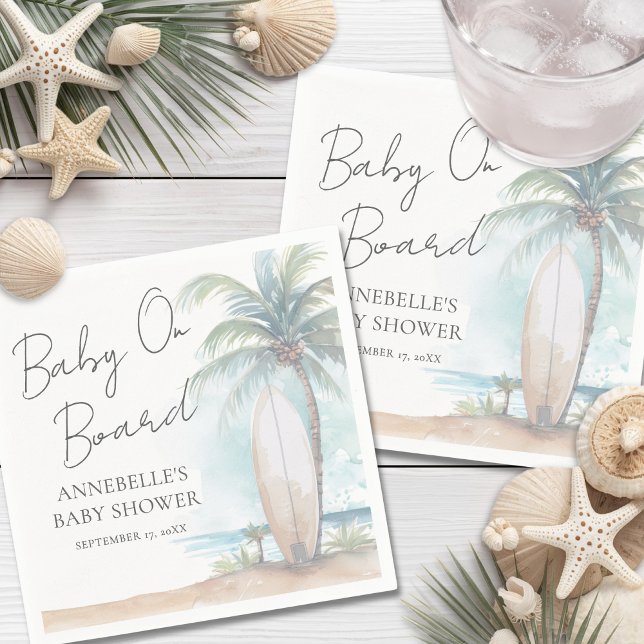 Baby On Board Beach Baby Shower Napkins (Baby On Board Beach Baby Shower Napkins)