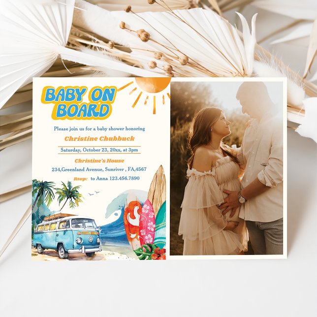 Baby On Board Beach Baby Shower Photo  Invitation (Creator Uploaded)
