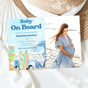 Baby on Board Beach Baby Shower Photo Invitation