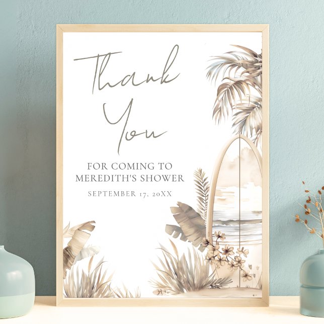 Baby On Board Beach Baby Shower Thank You Poster (Baby On Board Beach Baby Shower Thank You Poster)