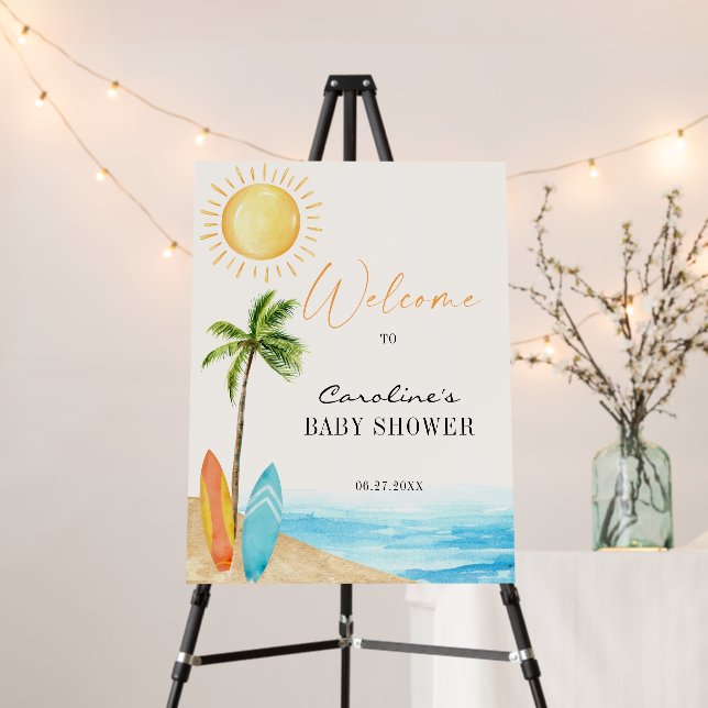 Baby On Board Beach Baby Shower Welcome Foam Board (In Situ (Stand))