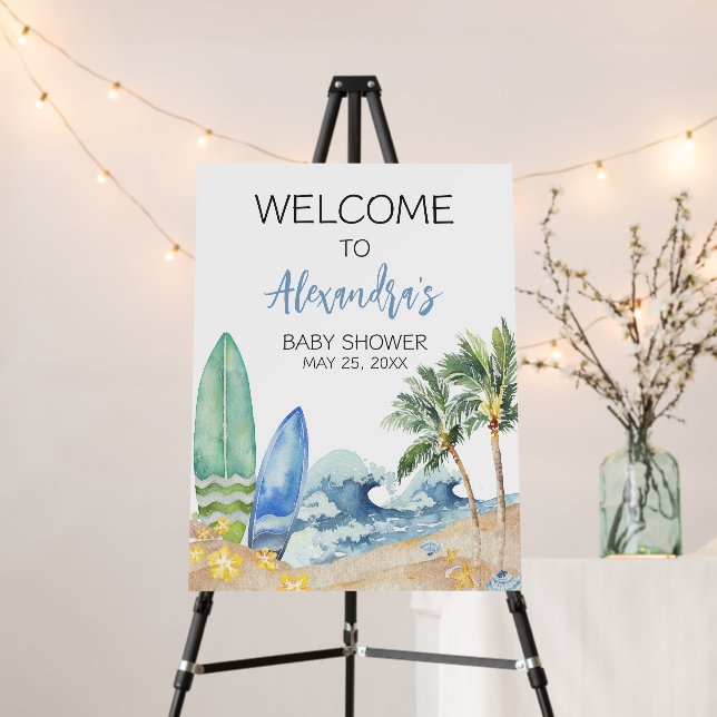 Baby on Board Beach Baby Shower Welcome Sign (In Situ (Stand))