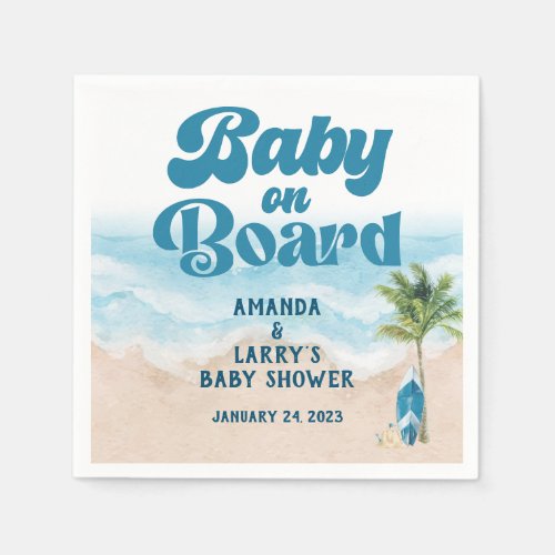 Baby on Board Beach Boy Baby Shower Napkins