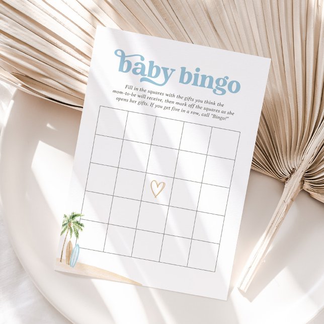 Baby on Board Beach Surf Baby Shower Bingo Invitation (Creator Uploaded)