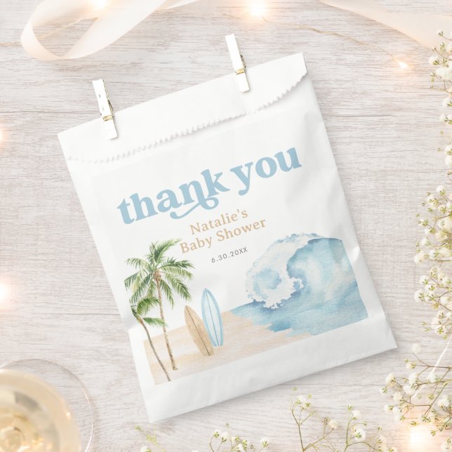 Baby on Board Beach Surf Baby Shower Favor Bag (Clipped)