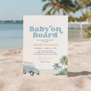 Baby on Board Beach Surf Baby Shower Invitation