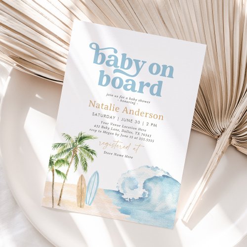 Baby on Board Beach Surf Baby Shower Invitation