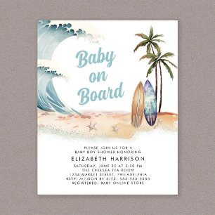 Baby On Board Beach Surf Baby Shower Invitation
