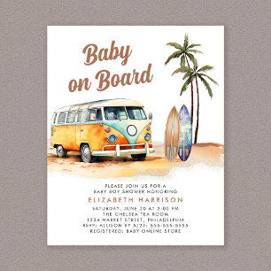Baby On Board Beach Surf Baby Shower Invitation
