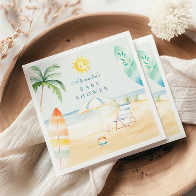 Baby on Board Beach Surf Baby Shower Napkins (Creator Uploaded)