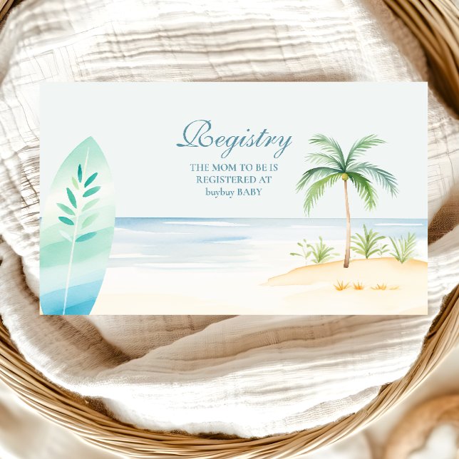 Baby on Board Beach Surf Baby Shower Registry Enclosure Card (Creator Uploaded)