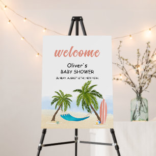 Baby On Board Beach Surf Baby Shower Welcome Sign