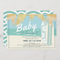 Baby on Board Beach Surf Boy Baby Shower Invitation