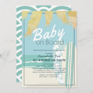 Baby on Board Beach Surf Boy Drive-by Baby Shower Invitation