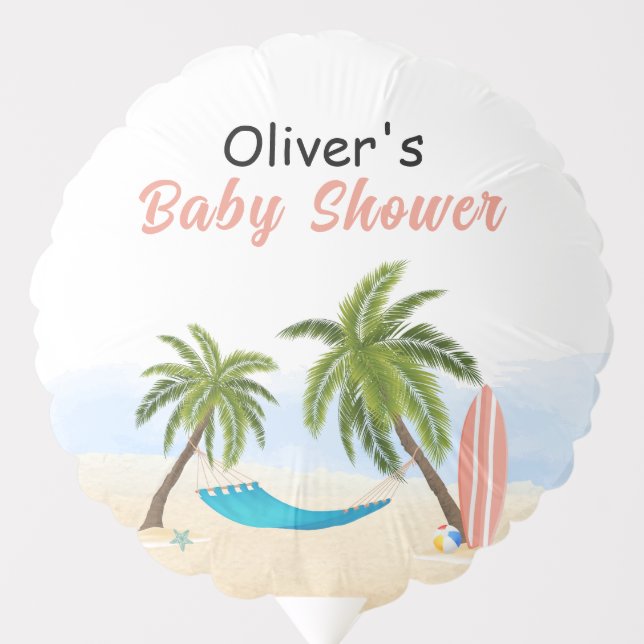 Baby On Board Beach Surfing Baby Shower  Balloon (Front)