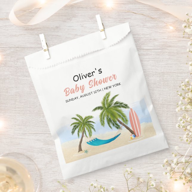 Baby On Board Beach Surfing Baby Shower  Favor Bag (Clipped)