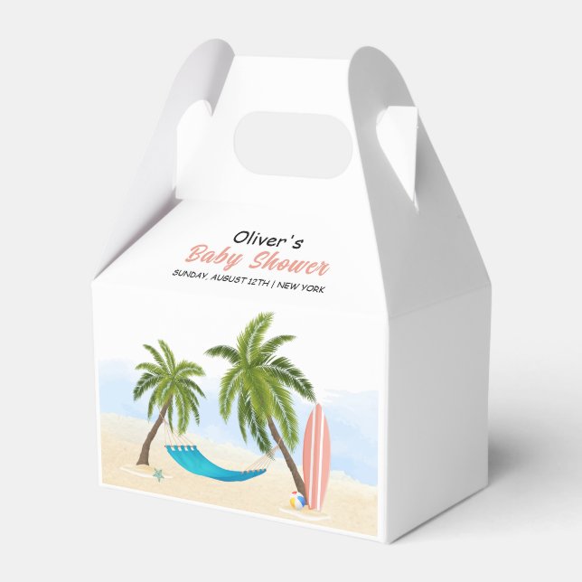 Baby On Board Beach Surfing Baby Shower  Favor Boxes (Front Side)