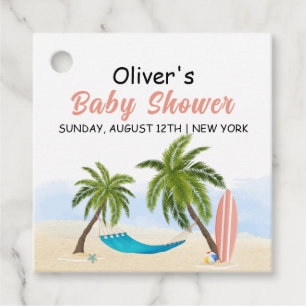 Baby On Board Beach Surfing Baby Shower  Favor Tags