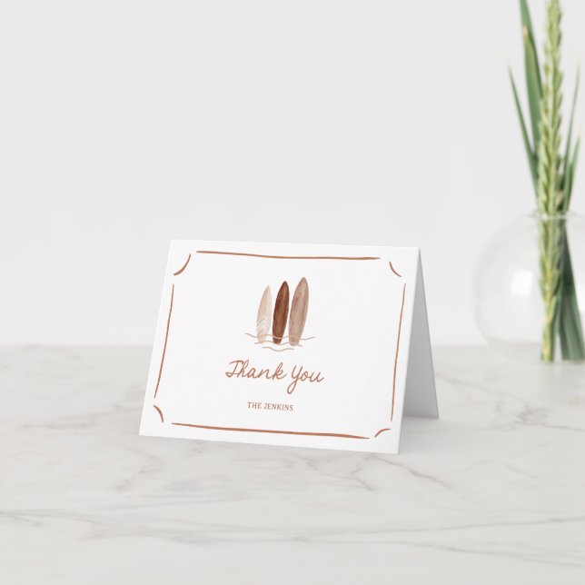 Baby on Board Beach Theme Baby Shower Thank You Card (Front)