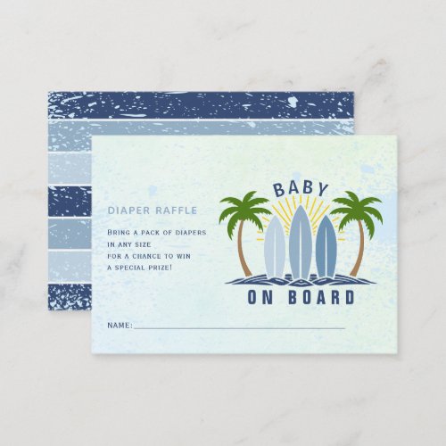 Baby on board blue baby boy shower diaper raffle enclosure card