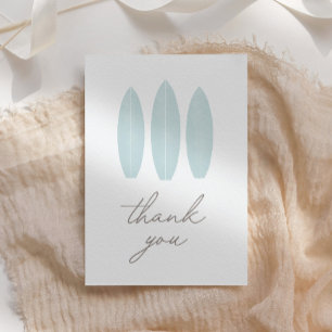 Baby on Board Blue Surfboard Baby Shower Letterpress Thank You Card