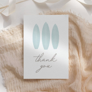 Baby on Board Blue Surfboard Baby Shower Thank You Card