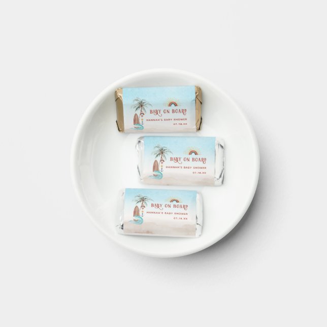 Baby on Board | Boho Summer Surf Baby Shower Hershey's Miniatures (Plate)