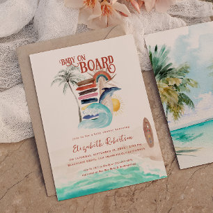 Baby on Board   Boho Surf Baby Shower Invitation