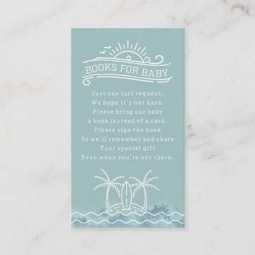 Baby On Board Book Request Blue Baby Shower Enclosure Card