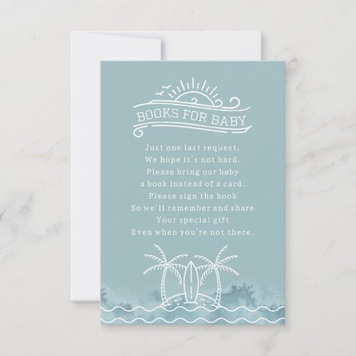 Baby On Board Book Request Blue Baby Shower Invitation