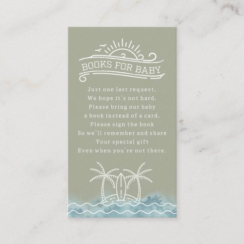 Baby On Board Book Request Green Baby Shower Enclosure Card