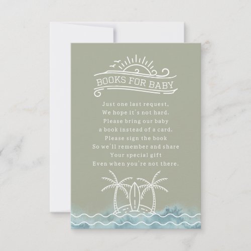 Baby On Board Book Request Green Baby Shower Invitation