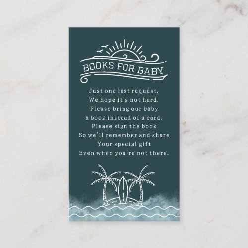 Baby On Board Book Request Slate Blue Baby Shower Enclosure Card