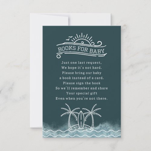 Baby On Board Book Request Slate Blue Baby Shower Invitation