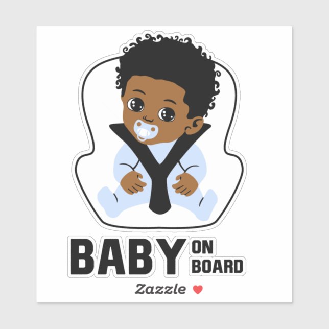 Baby On Board Car Seat African American Boy Sticker (Sheet)