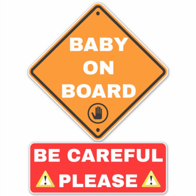Baby On Board Car Sign - Warning Message Sticker (Front)