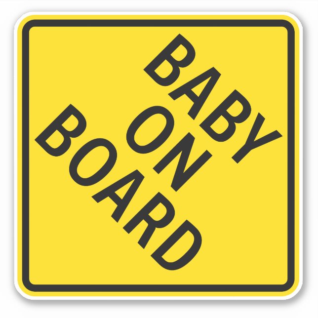 Baby On Board Caution Warning Sign Sticker (Front)