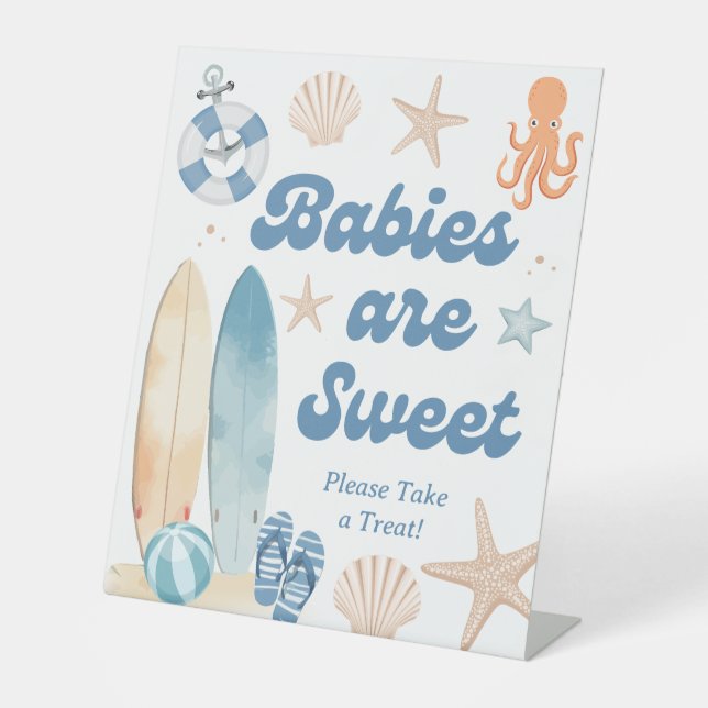 Baby on Board Coastal Baby Shower Favor Pedestal Sign (Front)