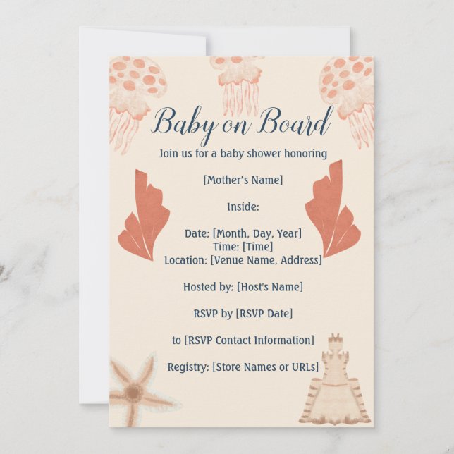 Baby on Board Coastal Baby Shower  Invitation (Front)