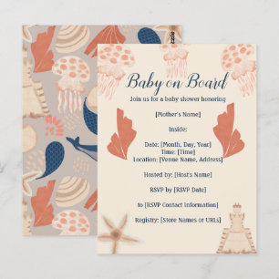 Baby on Board Coastal Baby Shower  Postcard