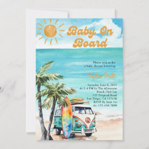 Baby On Board Coastal Tropical Baby Shower Theme Invitation